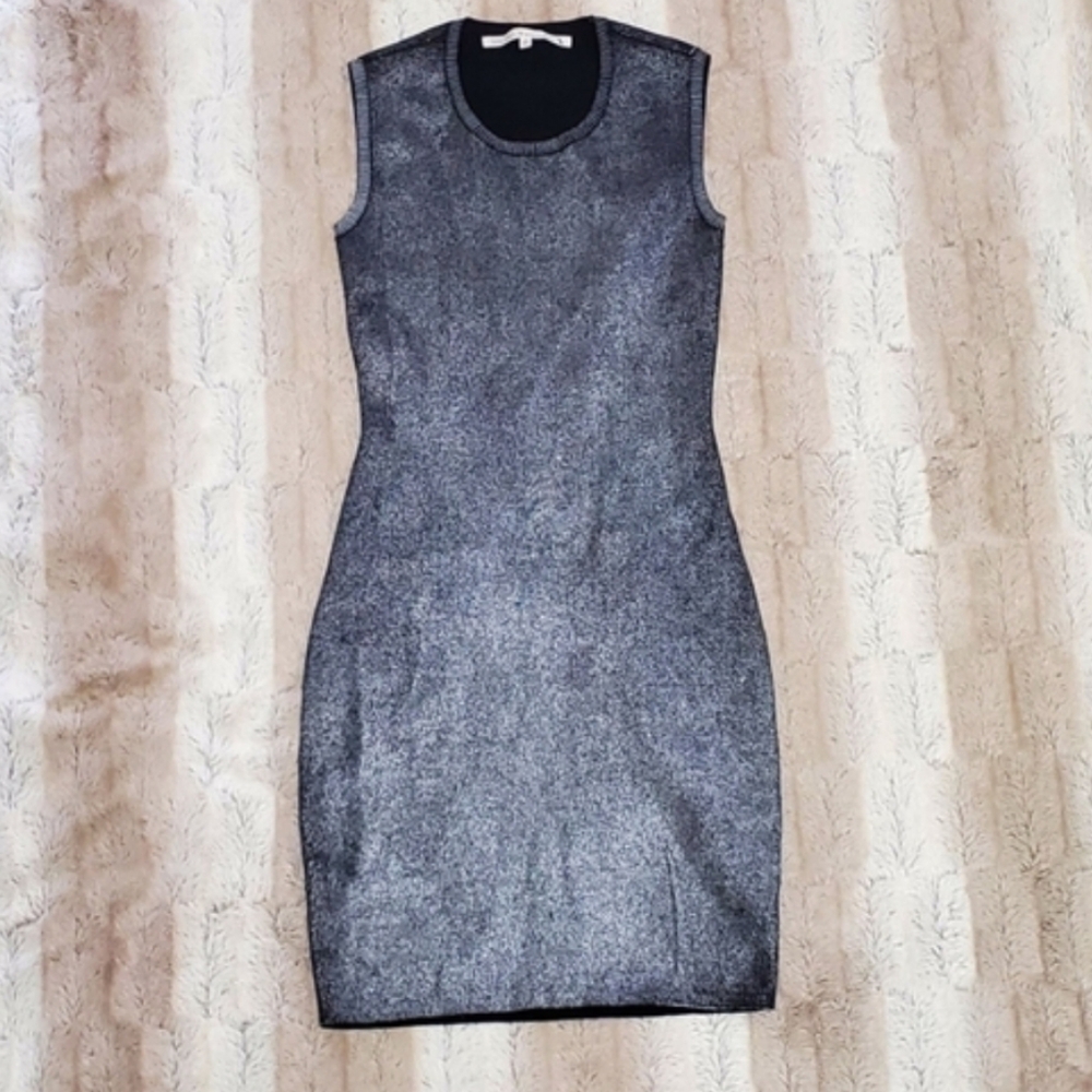 RACHEL RACHEL ROY GREY BLACK ROUND NECK METALLIC DRESS..SIZE‎ S - Picture 2 of 8